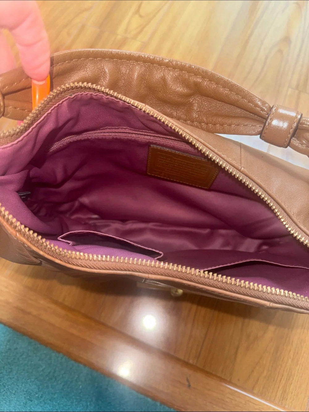 Coach Tan Leather Hobo with Gold-Tone Lock